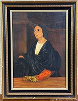 Full view of framed oil painting