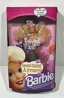 Front view of boxed Teen Talk Barbie