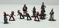 Group shot of all ten lead toy soldier figurines