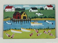 Full view of entire folk art painting on board