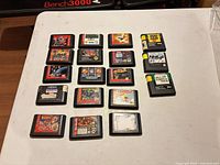 All 17 Sega Genesis cartridges laid out in four rows