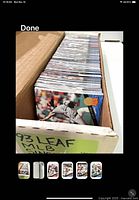 Open box packed with upright baseball cards