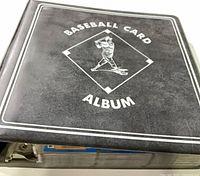 Front cover of Baseball Card Album binder showing wear