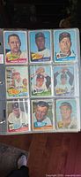 First page of nine 1965 Topps cards in binder