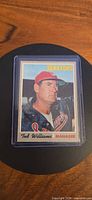 Front of sleeved 1970 Topps #211 Ted Williams card