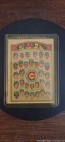 Front view of 1972 Topps Cubs team card in sleeve and top loader