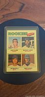 Front view of 1977 Topps #488 Rookie Outfielders card in top loader