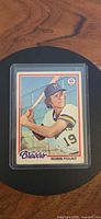 Front view of 1978 O-Pee-Chee Robin Yount card in protective holder