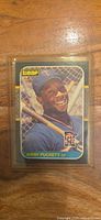 Front view of 1987 Leaf Kirby Puckett card in plastic sleeve
