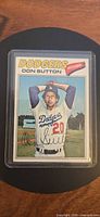 Front of Don Sutton 1977 Topps card in top loader
