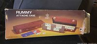 Front of retail box showing Rummy Attache Case set
