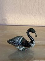 Left-side view of cloisonné swan dish