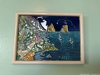 Front view of ceramic Capri art tile plaque