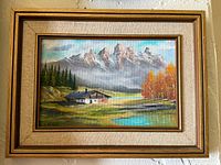 Full view of framed John Greco landscape painting