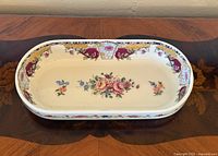 Top view of rectangular Limoges floral dish