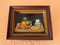 Front view showing full framed alabaster still life artwork