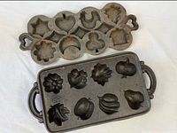 Both cast iron pans top view