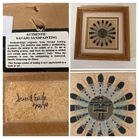 Collage showing frame front, label, close-up and reverse