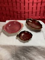 Three Royal Winton dishes top view showing shapes and glazes