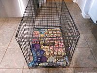 Overall view of crate showing interior pad and tray