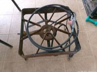 Steel burner frame top view showing burner and support