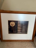 Framed Amish print with hat and ladder