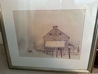 Full view of framed Amish winter scene print