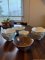 All bowls and ramekins arranged on table