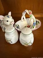 All items grouped: pig jar, basket, shakers