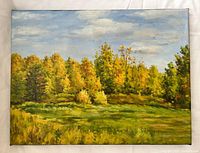 Front view of oil landscape painting