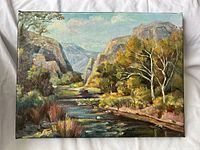 Front view of landscape oil painting