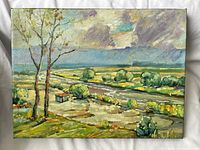Front view of landscape oil painting