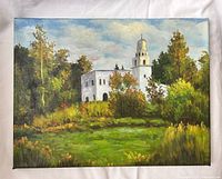 Front view of landscape oil painting