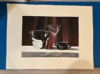 Full view of watercolour still life on paper with margin