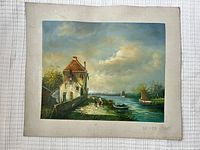 Front view of entire unstretched painting on canvas