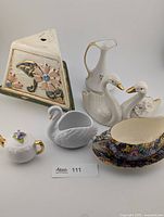 Group shot of all eight porcelain items
