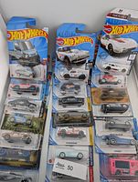 Overview of all 21 Hot Wheels cars in packaging