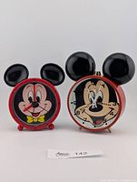 Front view showing both Mickey Mouse alarm clocks