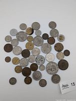 All coins laid out to show variety and quantity