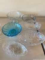 Group shot of six assorted vintage glass bowls