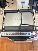 Top view of T-fal OptiGrill showing control panel and attached cord
