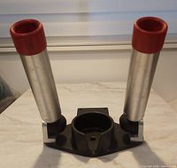 front view showing twin aluminum rod tubes and base