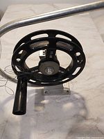 Overall view showing downrigger arm, reel, rod holder