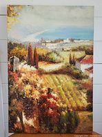 Front view of vineyard landscape painting on canvas
