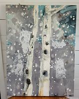 Front view of the birch trees mixed-media canvas