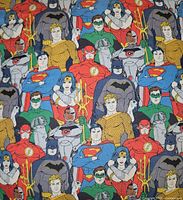 Front of Justice League pillow showing character print