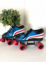 Both skates side view showing colors, wheels and overall condition
