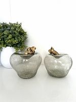 Front view of both crackle glass apples