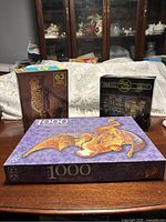 Front view of all three puzzle boxes