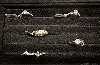 Five rings displayed in foam slots